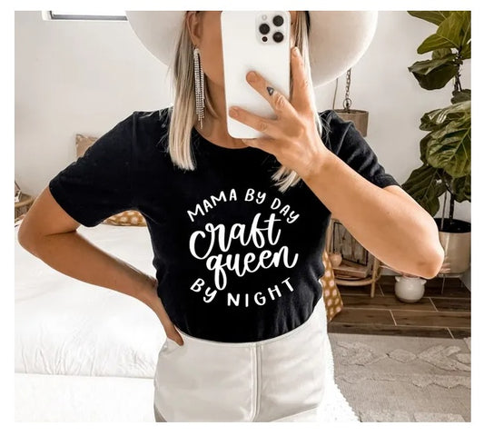 Mama By Day Craft Queen By Night T-shirt, Mom Shirt, Craft Shirt, Retro T-shirt, Crafters Tee, Retro Mama Shirt, Mother's Day Top, Queen Tee