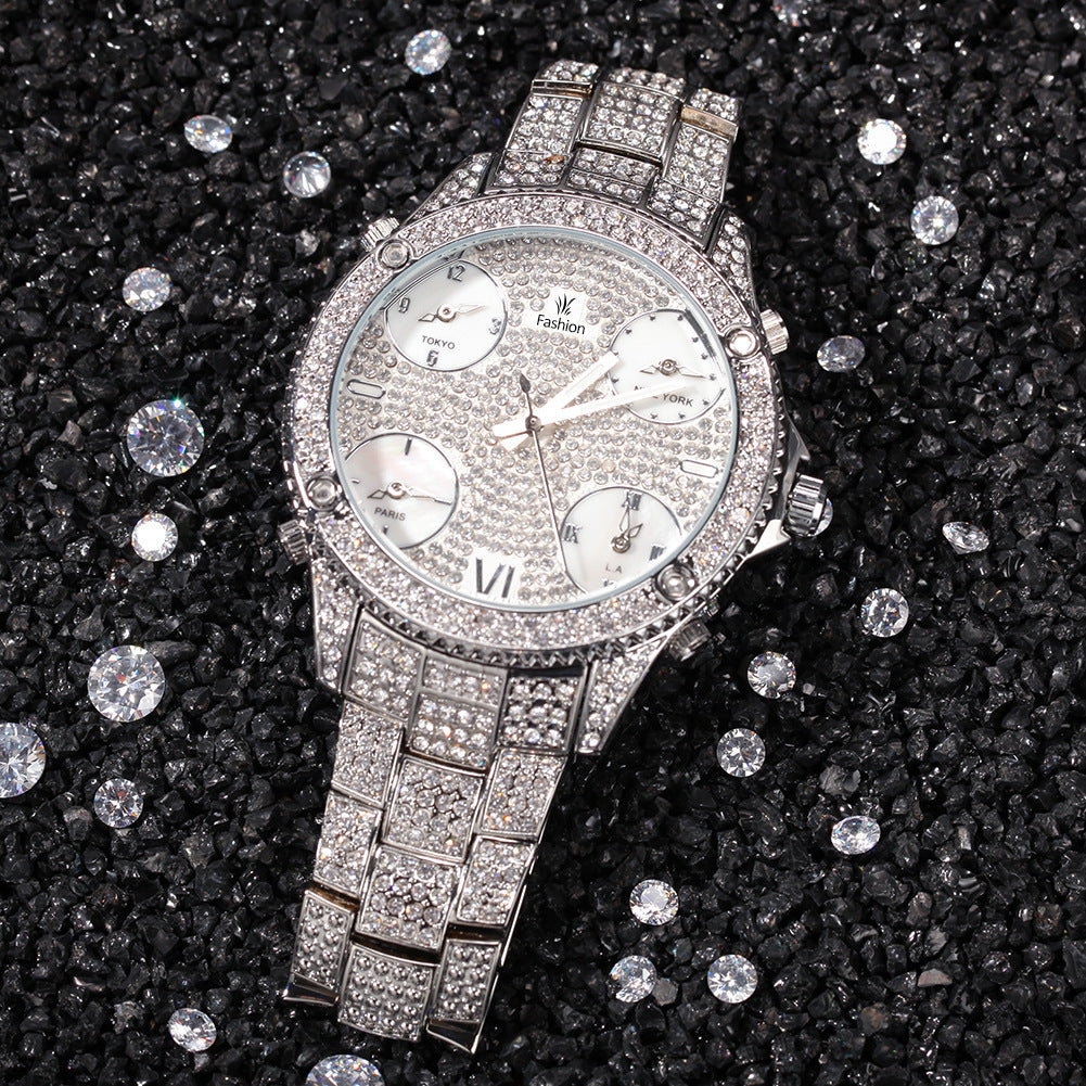 Full Diamond Large Dial Hip-hop Men's Watches