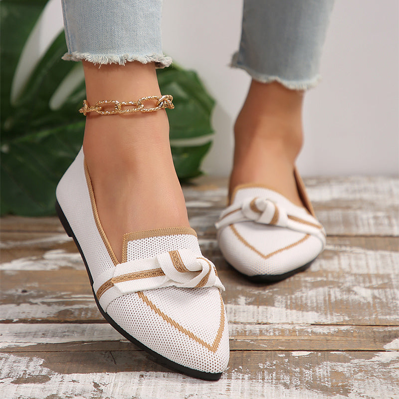 Fashion Pointed Toe Bow Flat Shoes For Women