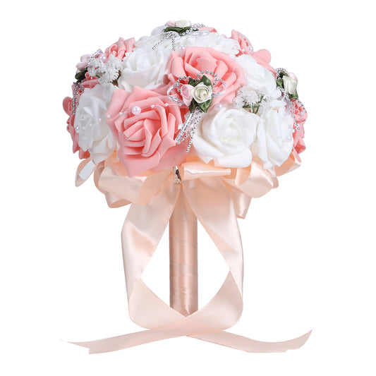 Artificial Wedding Bouquet Simulation Bridal Holding Flower Decoration Wedding SuppliesPink