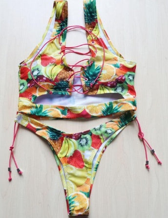 Women's Lace Up Pineapple Bikini for big boobs