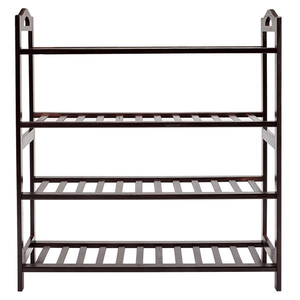 12 Strips Four Layer Shoe Rack Coffee Color