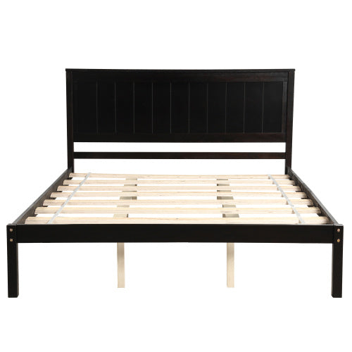 Platform Bed Frame With Headboard, Wood Slat Support, No Box Spring Needed, Queen,Espresso