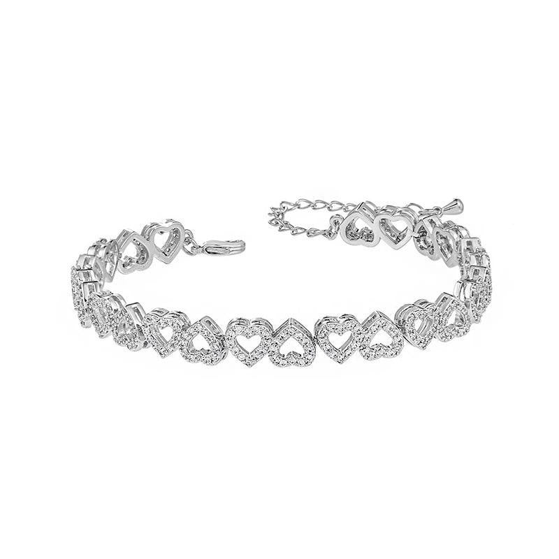 Girl's High-grade Diamond Bracelet With Full Diamond Heart