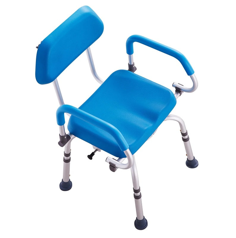 Swivel Shower Chair 360 Degree, Adjustable Shower Seat With Pivoting Arms & Padded Bath Seat For Inside Shower Or Tub, Non-Slip Rotating Bathtub Chair For Elderly Disabled, 300LBS Capacity