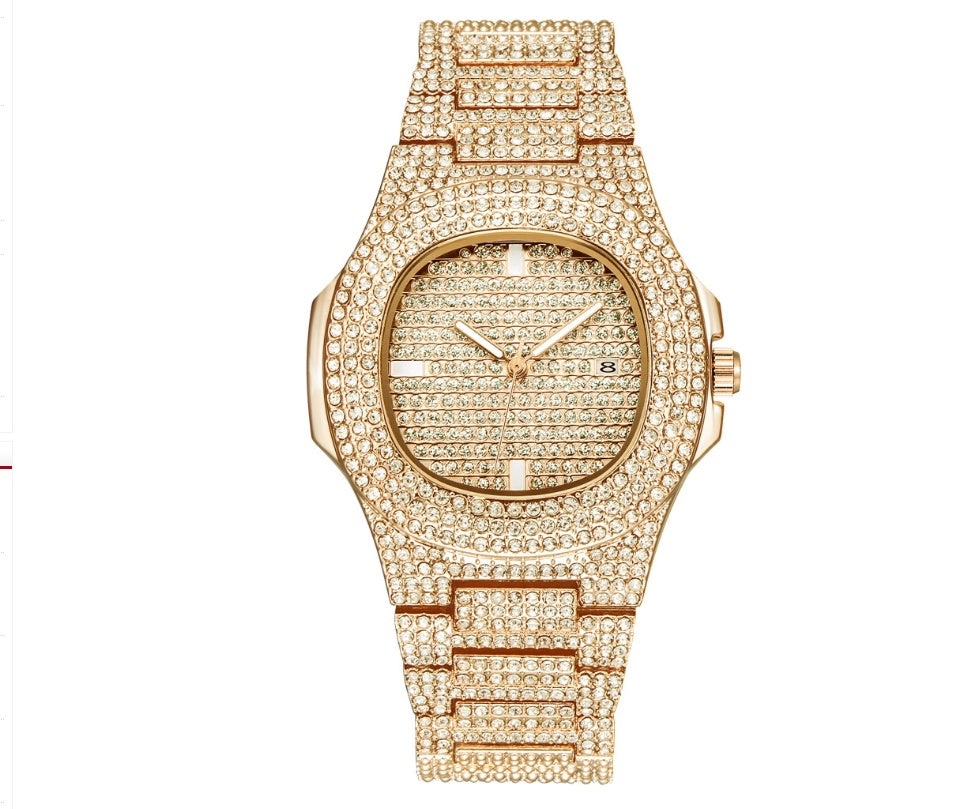 Men's Watches Luxury Brand Diamond Quartz