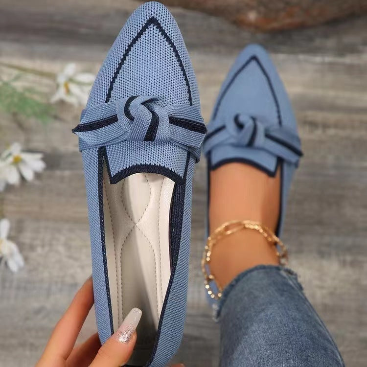 Fashion Pointed Toe Bow Flat Shoes For Women