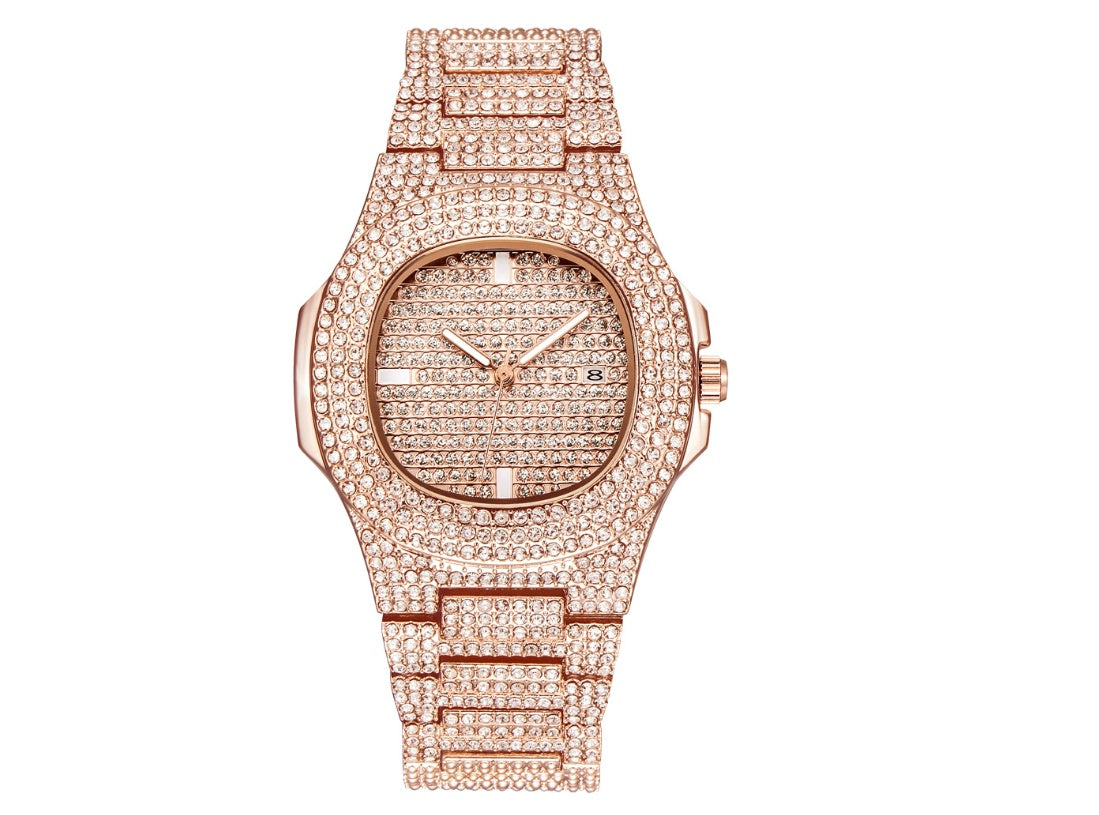 Men's Watches Luxury Brand Diamond Quartz