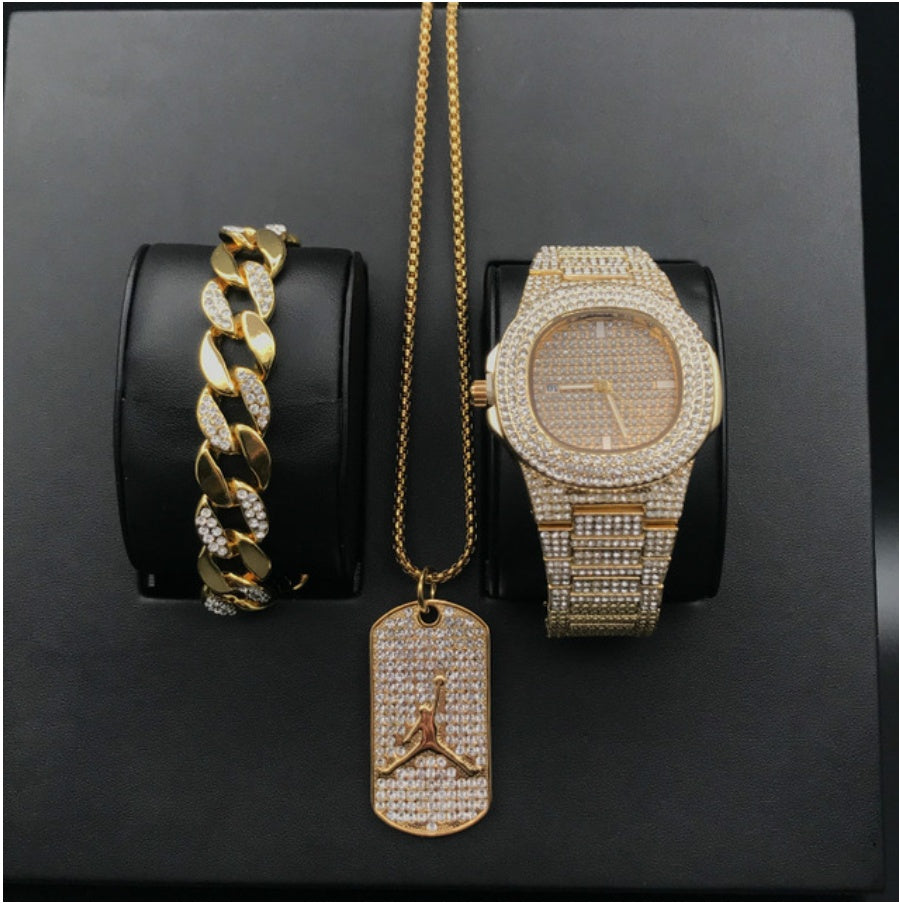 Men's Watches Luxury Brand Diamond Quartz