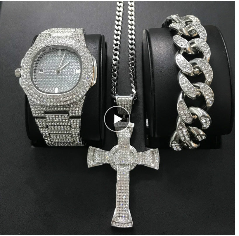 Men's Watches Luxury Brand Diamond Quartz