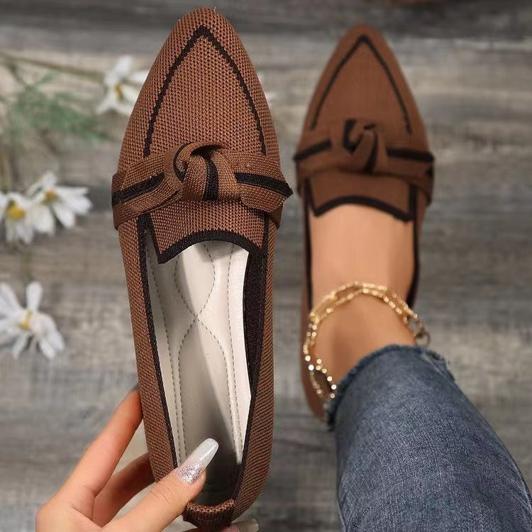 Fashion Pointed Toe Bow Flat Shoes For Women