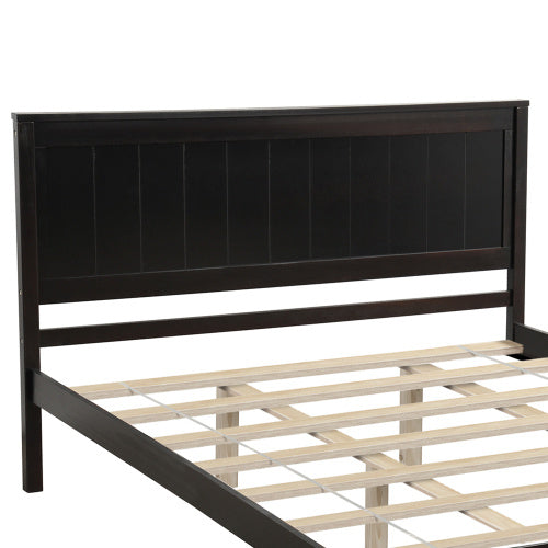 Platform Bed Frame With Headboard, Wood Slat Support, No Box Spring Needed, Queen,Espresso