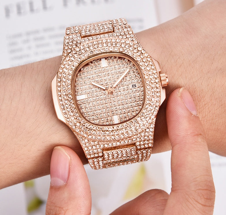 Men's Watches Luxury Brand Diamond Quartz