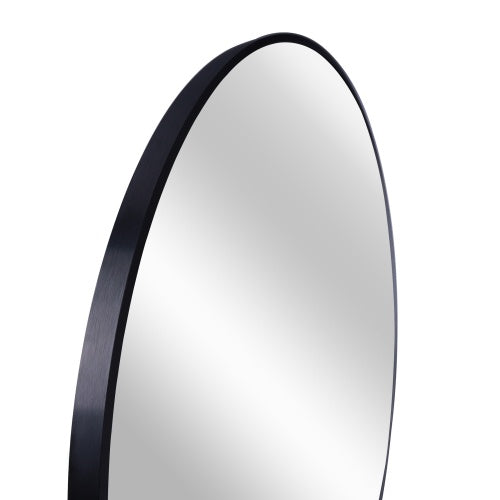 Black  24 Inches Metal Round Bathroom Mirror