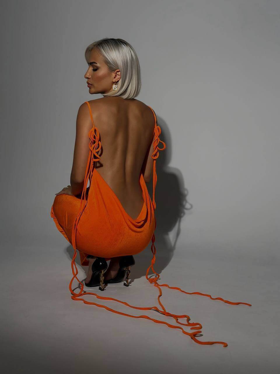 Sexy Slim Backless Lace-up Long Dress