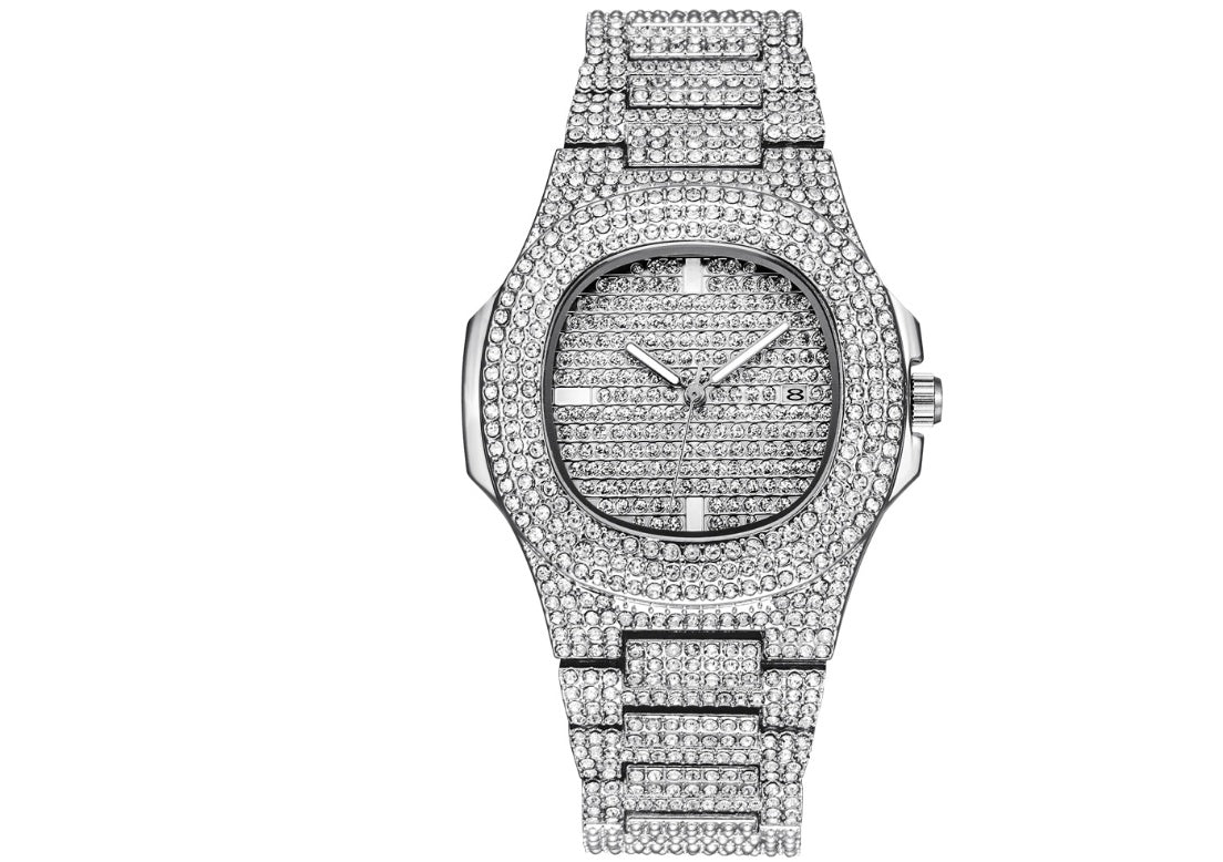 Men's Watches Luxury Brand Diamond Quartz