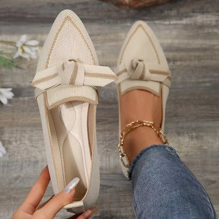 Fashion Pointed Toe Bow Flat Shoes For Women