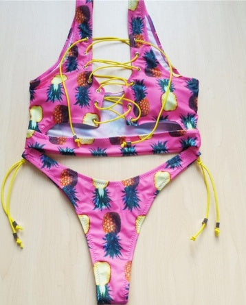 Women's Lace Up Pineapple Bikini for big boobs