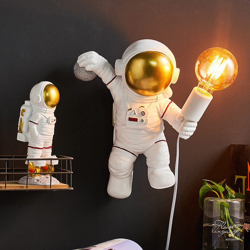 Nordic Ins Wind Astronaut Desktop Storage Decoration Boys Room Wall Light Luxury Astronaut Wall Lamp Decoration