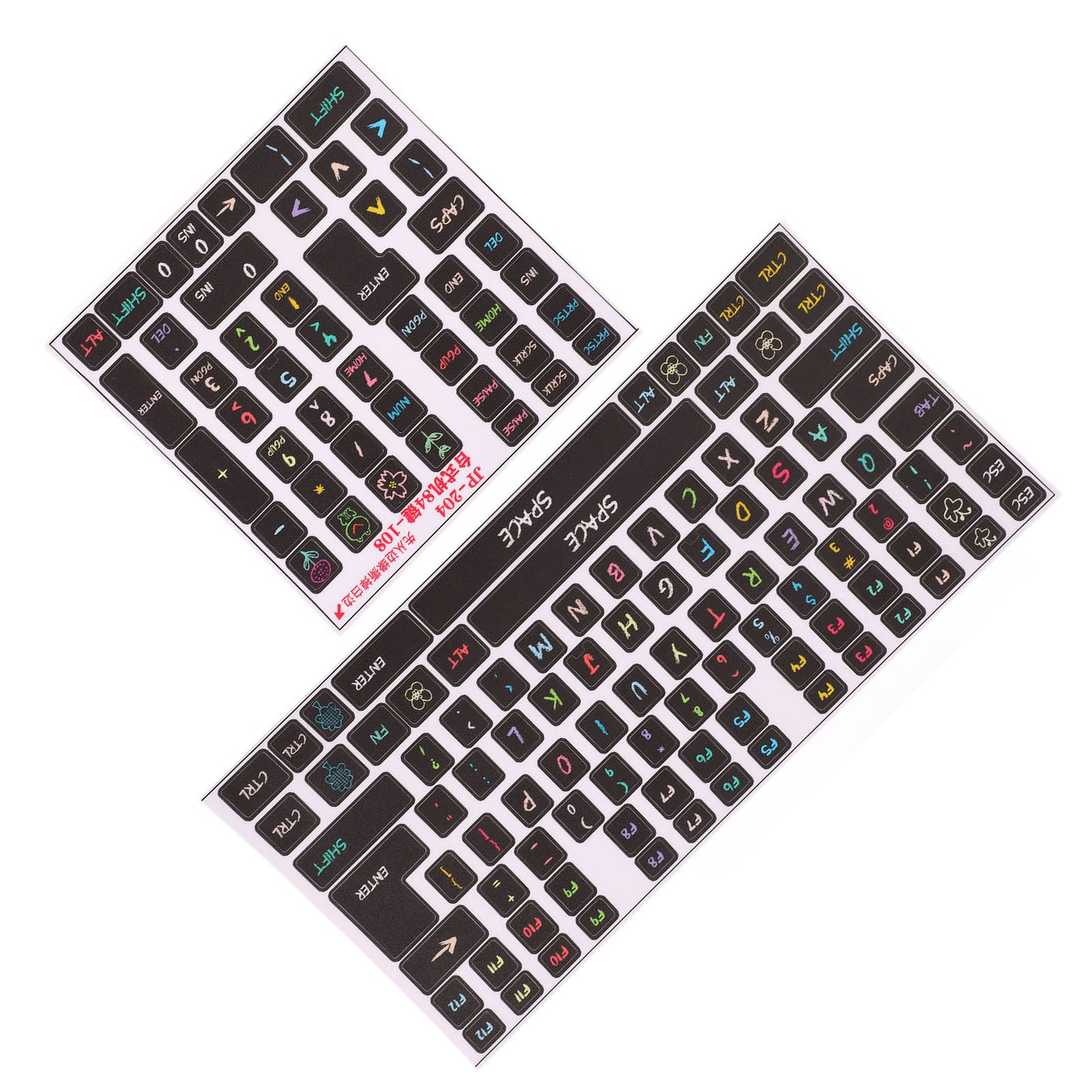 2 Pcs Keyboard Stickers PVC Decorative General Desktop Computer Keycaps Stickers for 84 To 108 Keys Keyboard