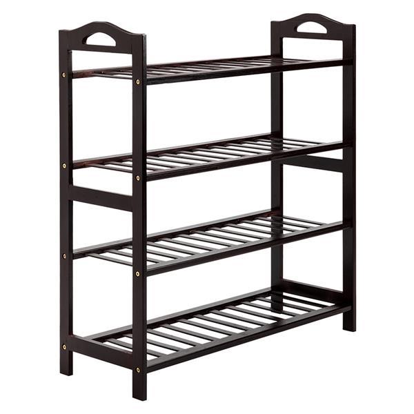 12 Strips Four Layer Shoe Rack Coffee Color