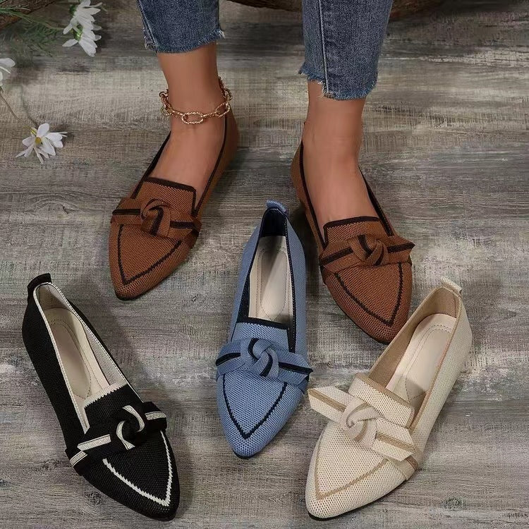 Fashion Pointed Toe Bow Flat Shoes For Women