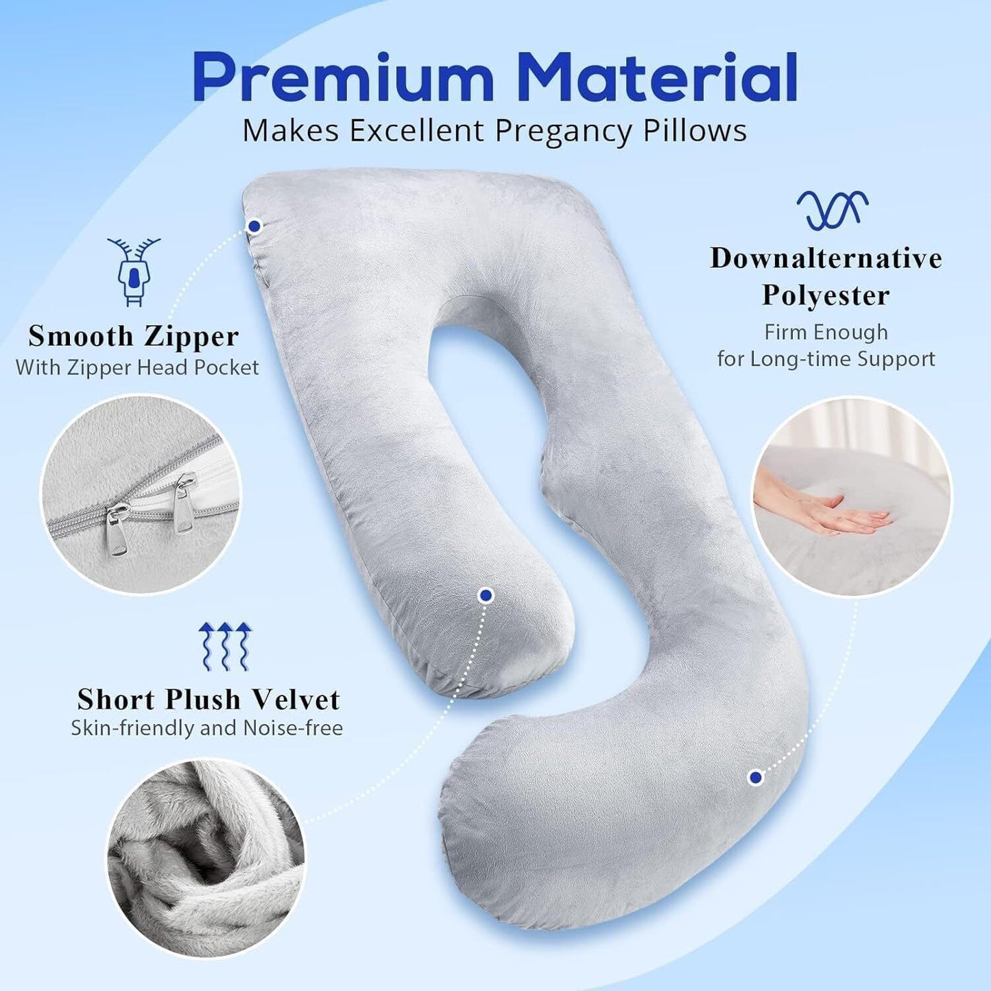 J-shaped Crystal Velvet Maternity Pillow