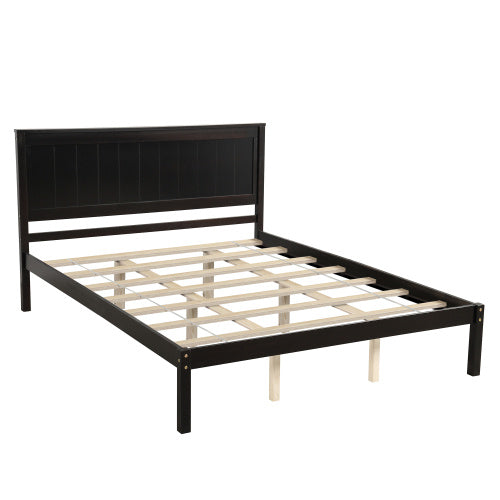 Platform Bed Frame With Headboard, Wood Slat Support, No Box Spring Needed, Queen,Espresso