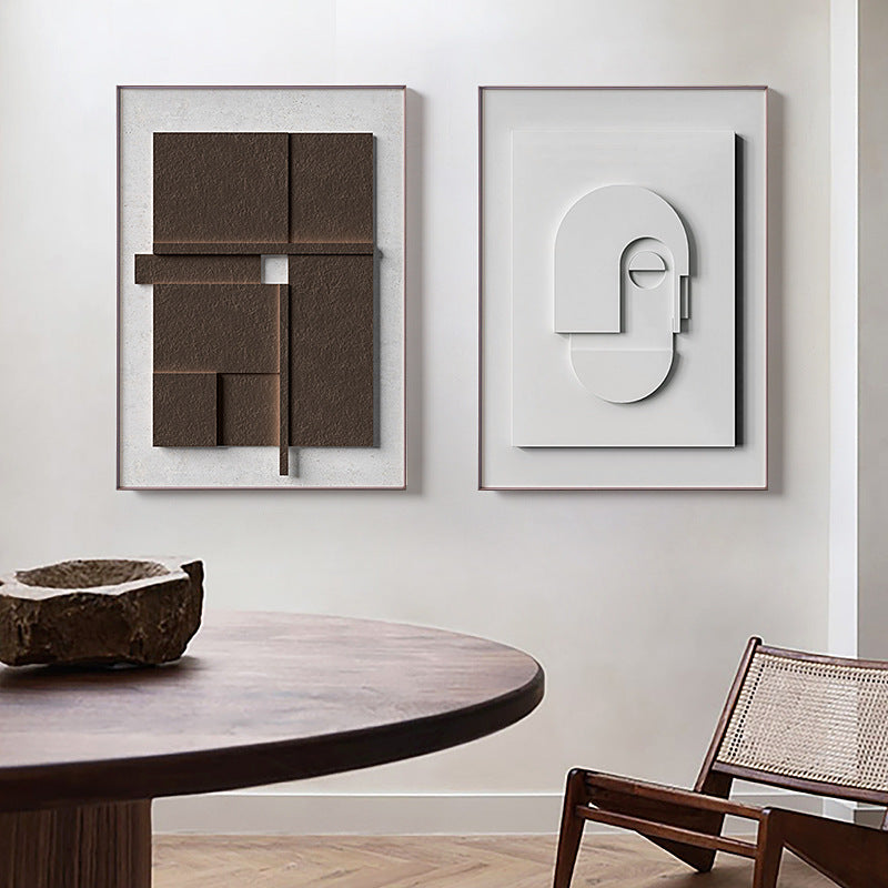 Three-dimensional Abstract Silent Style Geometric Morandi Hanging Painting