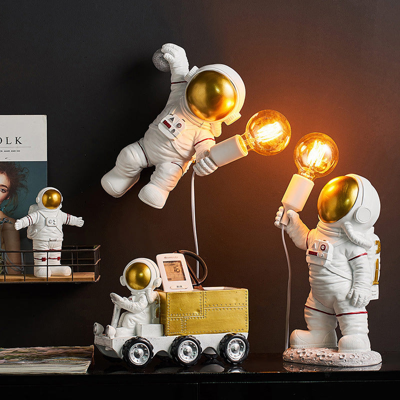 Nordic Ins Wind Astronaut Desktop Storage Decoration Boys Room Wall Light Luxury Astronaut Wall Lamp Decoration