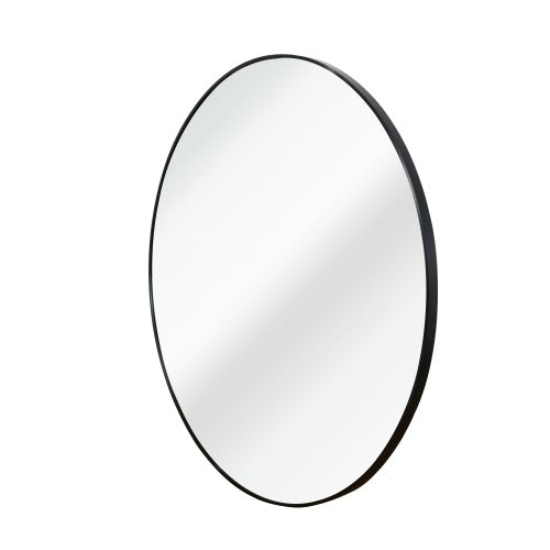 Black  24 Inches Metal Round Bathroom Mirror