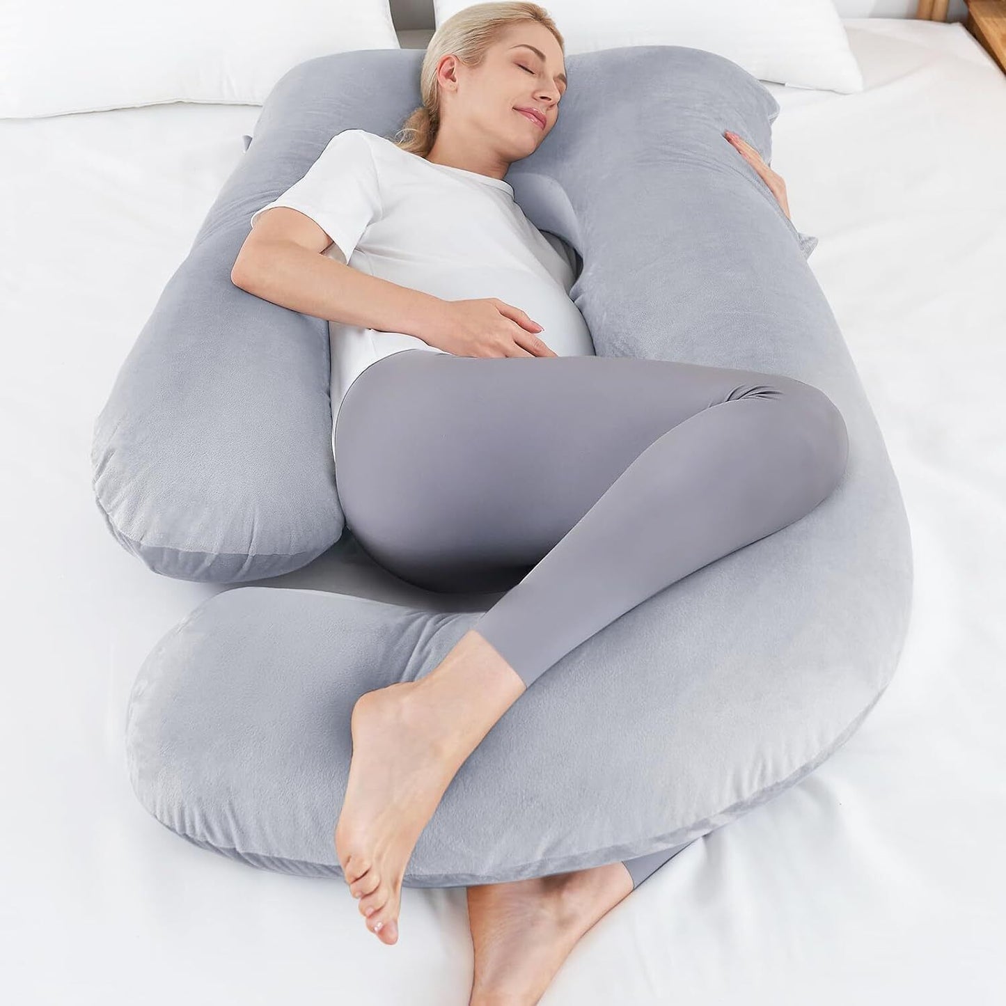 J-shaped Crystal Velvet Maternity Pillow