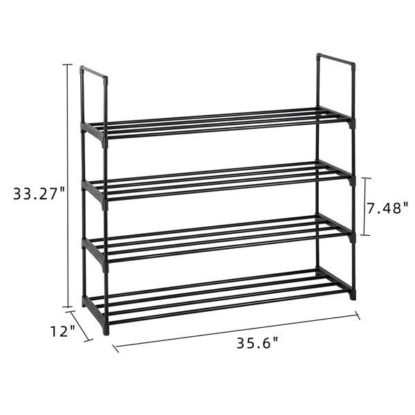 13 Tubes, One Out, Four Styles, Four Layers Of Shoe Rack, Black