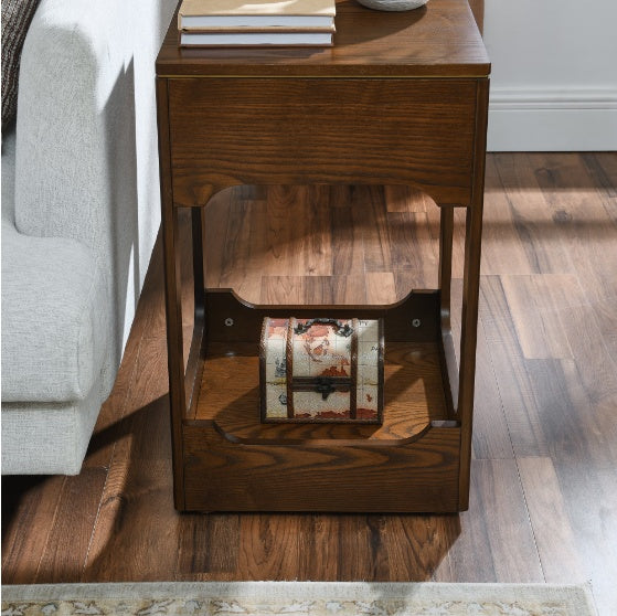 Small Raised End Table, Sofa Table, Table With Storage Shelves