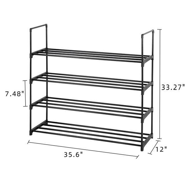 13 Tubes, One Out, Four Styles, Four Layers Of Shoe Rack, Black