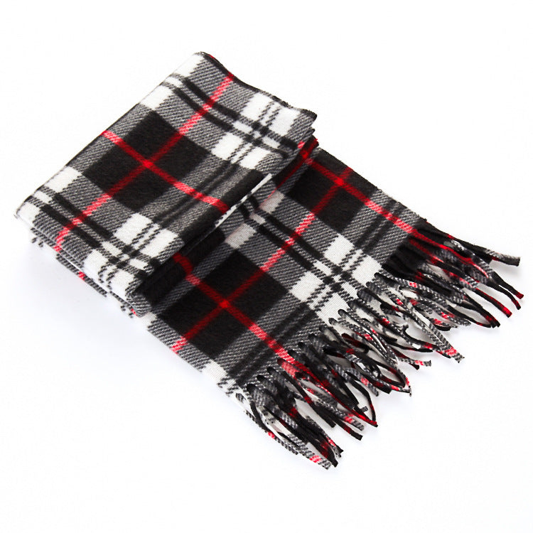 Autumn And Winter Black And White Plaid Plus-sized Thickening Thermal Men's And Women's Scarf