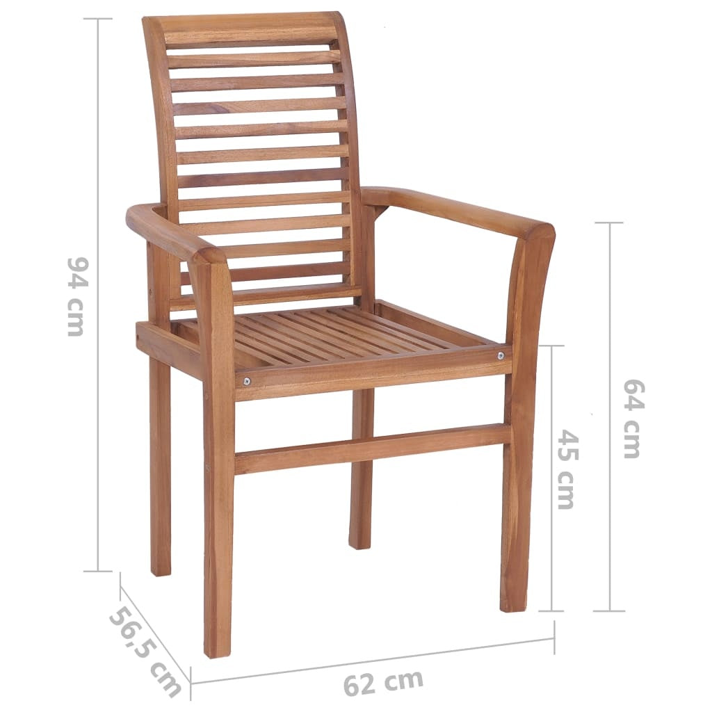 vidaXL Stacking Dining Chairs 4 pcs Solid Teak