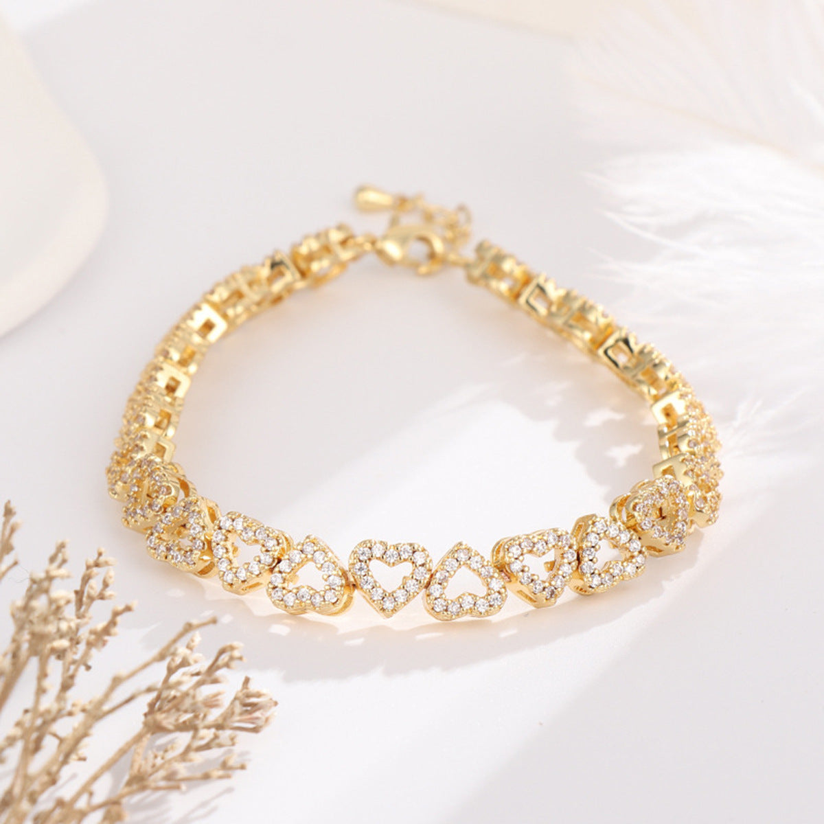 Girl's High-grade Diamond Bracelet With Full Diamond Heart